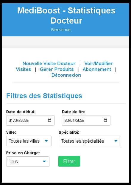 Interface MediBoost sur tablette